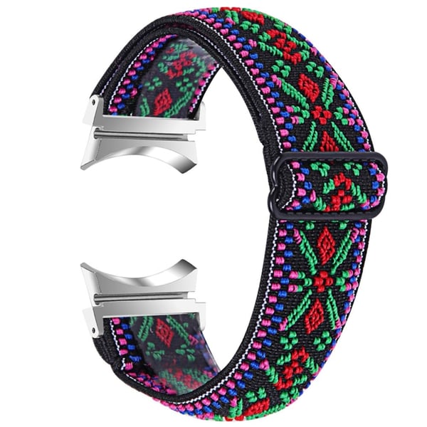 Elastisk klokkerem med kult mønster til Samsung Galaxy Watch 4 - Trefarget Tribal Blomstermønster