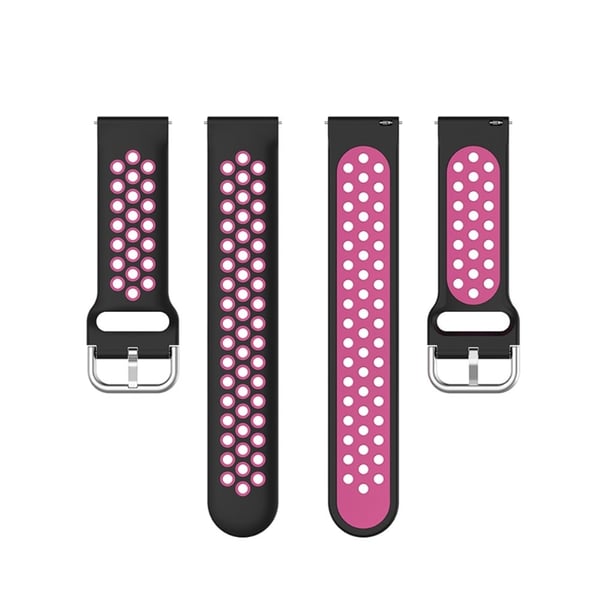 Pebble 2 / SE 2 / Time Round Suuri kaksivärinen silikonikellon hihna - Musta / Ruusu