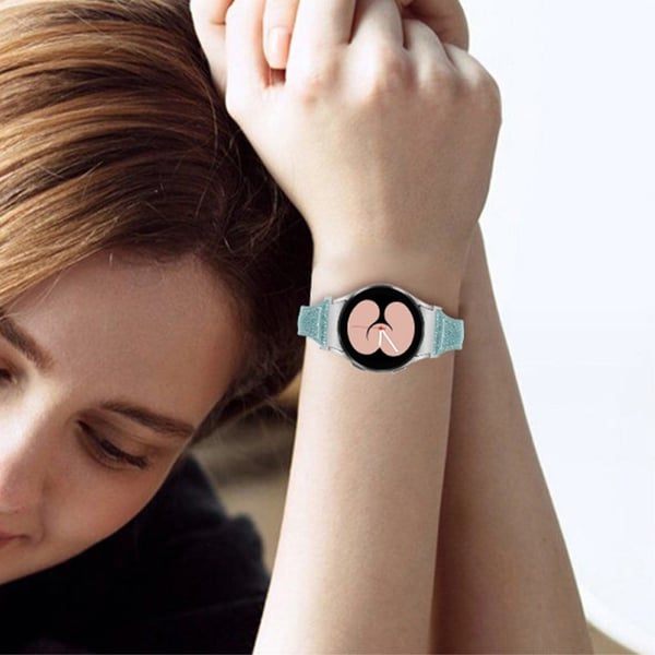 Gradientfarget klokkerem i okseskinn til Samsung Galaxy Watch 4 - Sølv / Grønn
