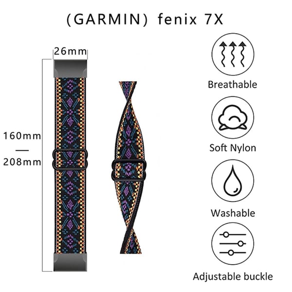 Elastisk klokkerem i nylon som puster til Garmin-klokke - Vinrød
