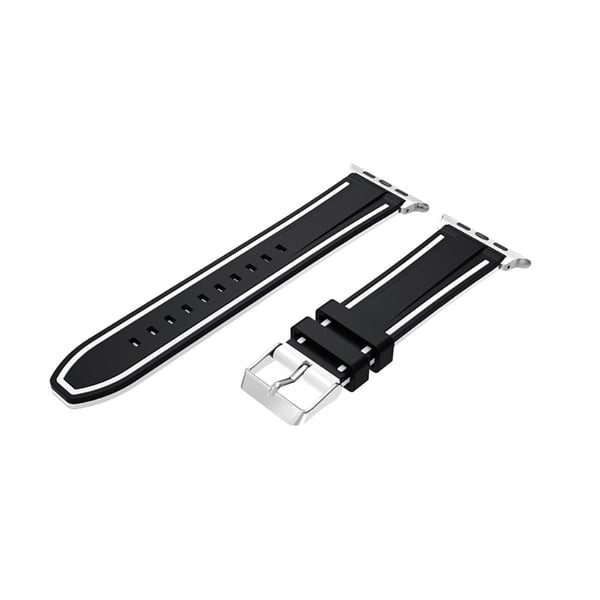 Apple Watch 44 mm tofarget klokkerem i silikon - Svart / Hvit
