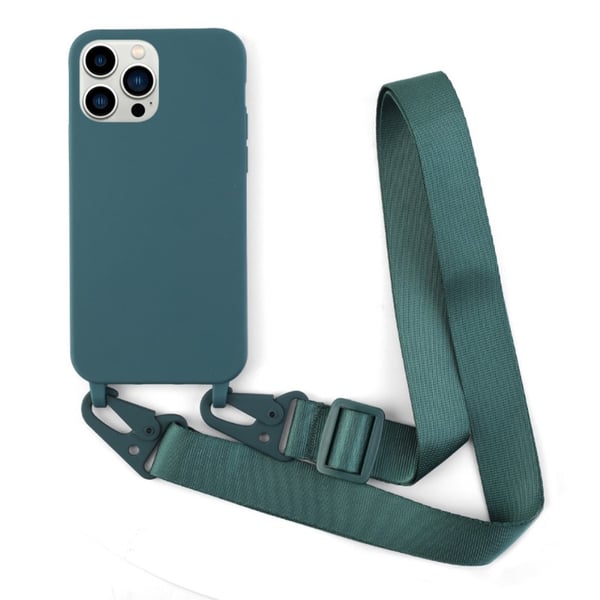 Tynt TPU-deksel med matt finish og justerbar stropp til iPhone 13 Pro Max - Lysegrønn