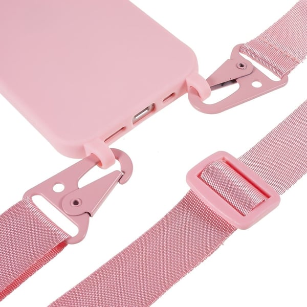 Tynt TPU-deksel med matt finish og justerbar stropp til iPhone 12 / 12 Pro - Rosa