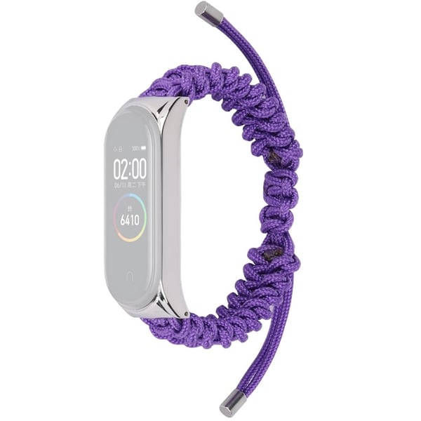 Xiaomi Mi Smart Band 6 / 5 nylon flettet klokkerem - Lilla
