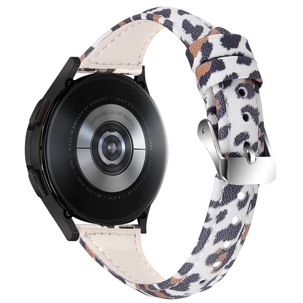Haylou Solar LS05 / Xiaomi Mi Watch Color kul leopard tekstur ekte skinn klokkerem - Hvit Brun / Leopard