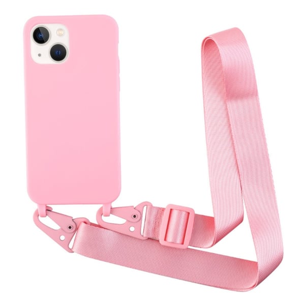 Ohut TPU-kotelo, jossa on mattapinta ja säädettävä hihna iPhone 13:lle - Pinkki Ohut TPU-kotelo, jossa on mattapinta ja säädettävä hihna iPhone 13:lle - Pinkki