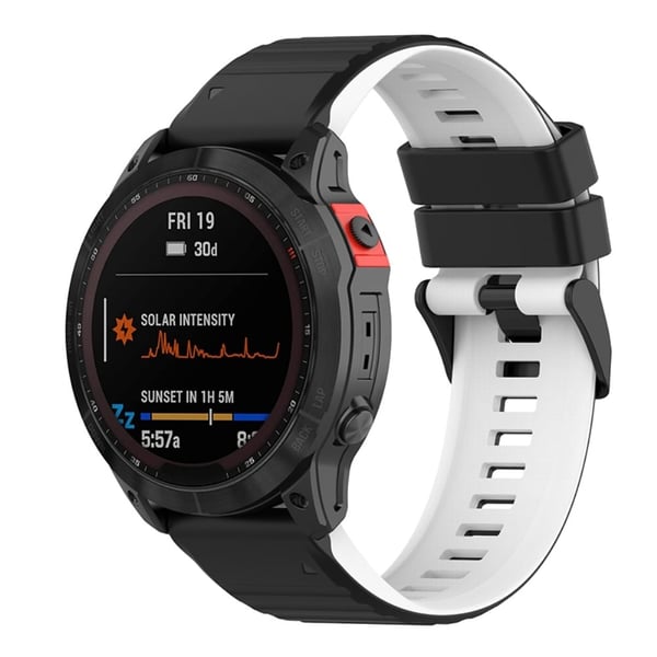 Garmin Fenix 7 tofarget klokkerem i silikon - Svart / Hvit