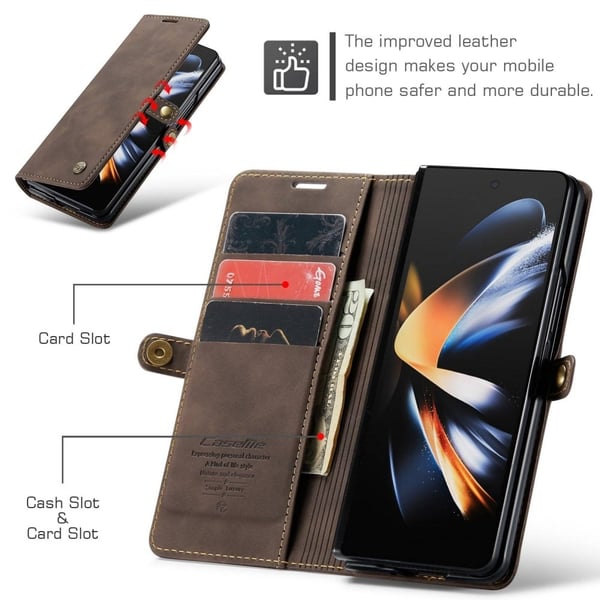 CaseMe Samsung Galaxy Z Fold4 Vintage Etui - Kaffe