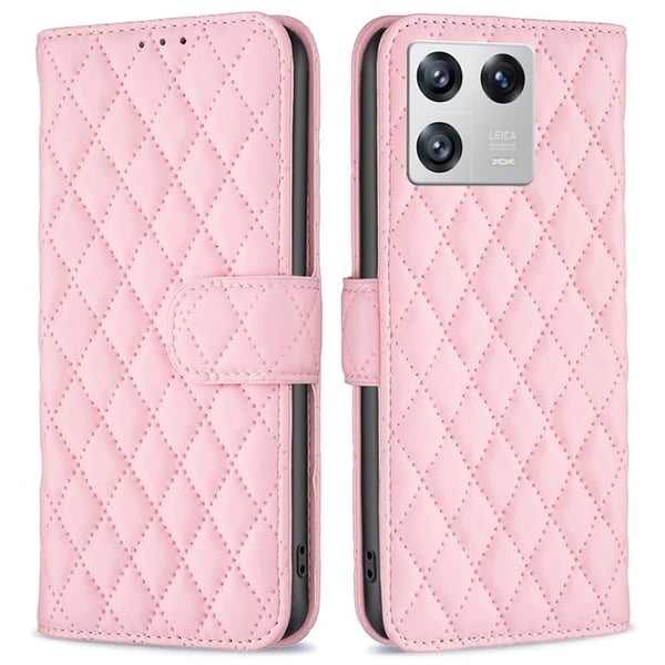 Rhombus mat Xiaomi 13 flip etui - Pink Rhombus mat Xiaomi 13 flip etui - Pink