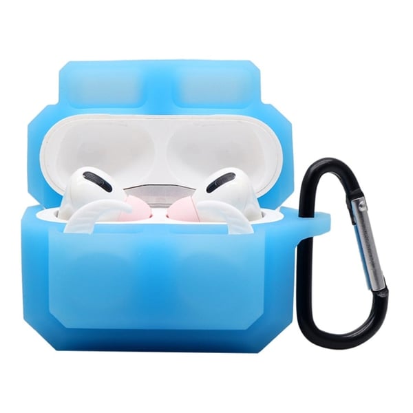3-i-1 AirPods Pro silikoneetui med øreprop + karabinhage - Lysende Blå 3-i-1 AirPods Pro silikoneetui med øreprop + karabinhage - Lysende Blå
