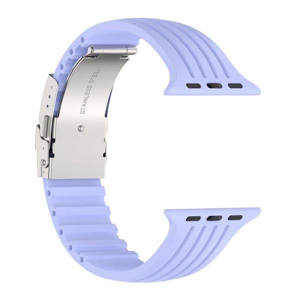 Apple Watch (45 mm) stripe silikonklokkerem med foldelås - Lilla