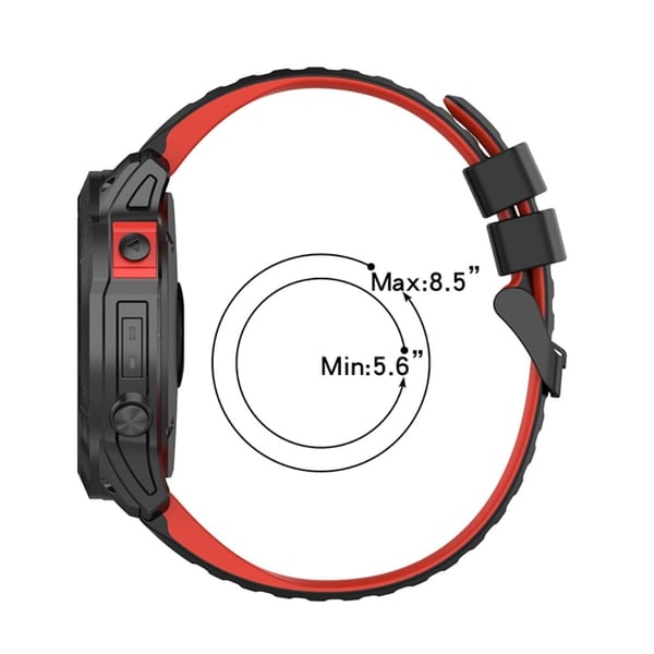 Garmin Fenix 7X tofarget klokkerem i silikon - Svart / Grå