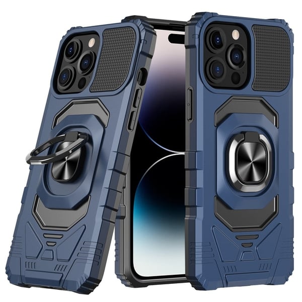 Kestävä kova muovisuojus pehmeällä sisäpuolella ja potkulaudalla iPhone 14 Pro Maxille - Sininen