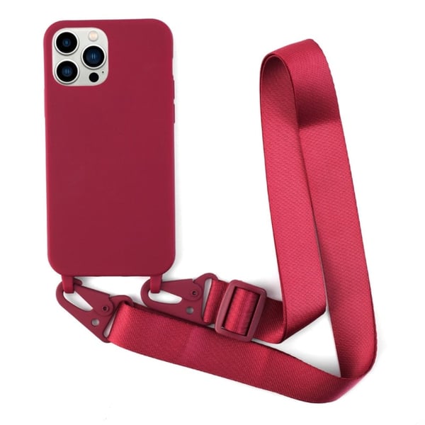 iPhone 13 Pro Max 6,7 tommer Skulderremdesign Mat faldsikkert mobiltelefontaske Blødt fleksibelt cover - Rød