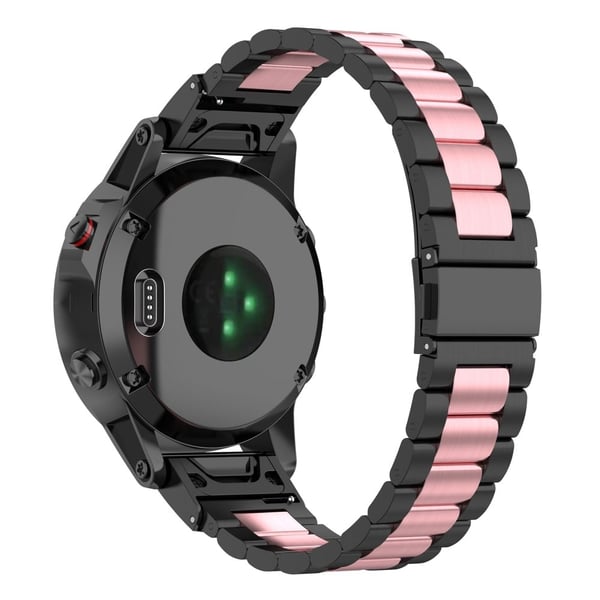22 mm urrem i rustfrit stål med foldelås til Garmin-ur - Sort / Lyserød / Sort