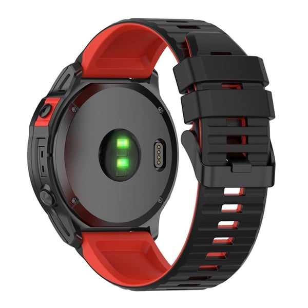Garmin Fenix 7X tofarget klokkerem i silikon - Svart / Rød
