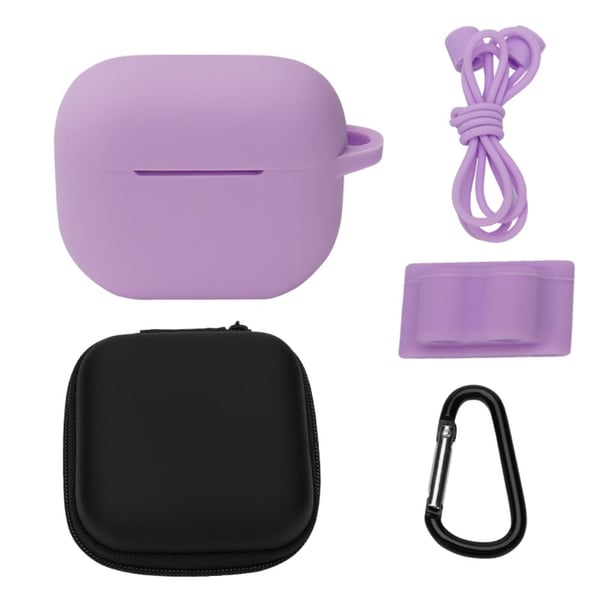 AirPods 3 silikoneetui med opbevaringspose og tilbehør - Lyselilla AirPods 3 silikoneetui med opbevaringspose og tilbehør - Lyselilla