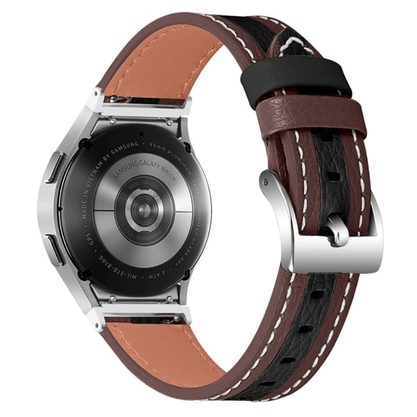 Kule fargespleis Cowhide skinnklokkerem til Samsung Galaxy Watch 4 - Brun / Svart