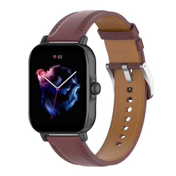 Amazfit GTS 3 / Bip U Top Layer Cowhide skinnklokkerem - Mørkebrun