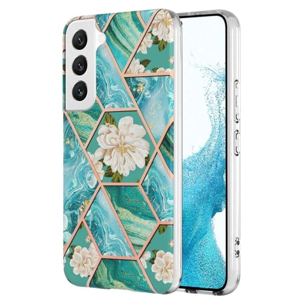 Marble Samsung Galaxy S23 Plus Etui - Blå Blomster Marble Samsung Galaxy S23 Plus Etui - Blå Blomster