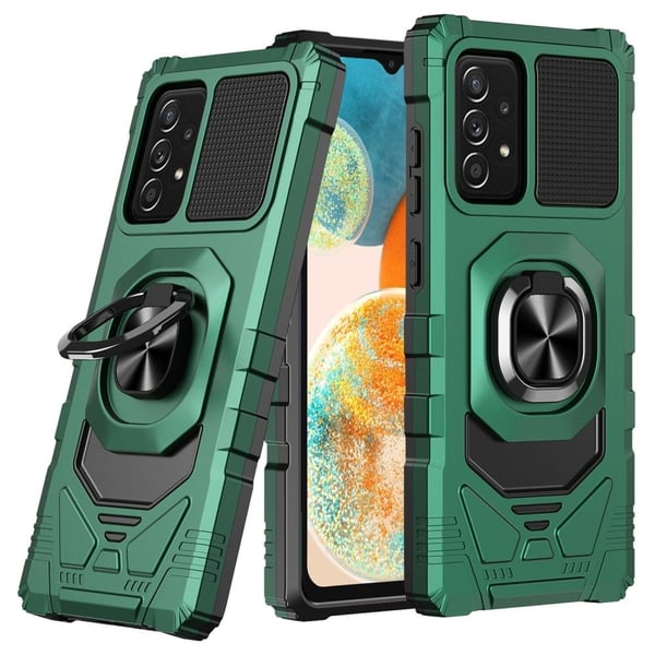 Slitesterkt hardplastdeksel med myk innside og kickstand for Samsung Galaxy A23 5G - Midnattsgrønn