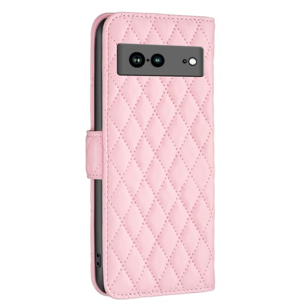Rombemønster, matt flip-deksel for Google Pixel 7a - Rosa