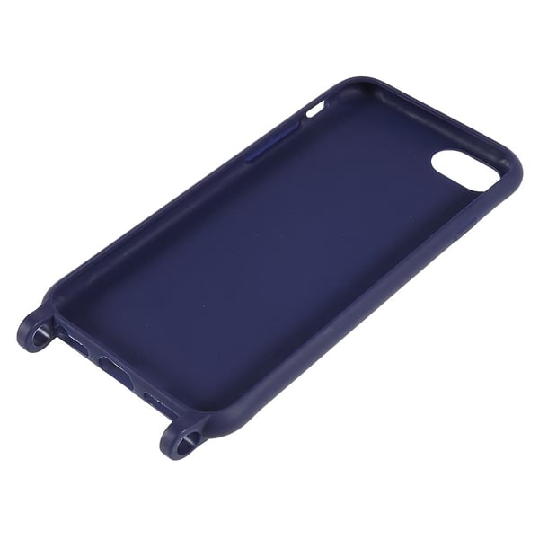 Tynt TPU-deksel med matt finish og justerbar stropp til iPhone SE (2022) / SE 2020 / 8 / 7 - Mørkeblå