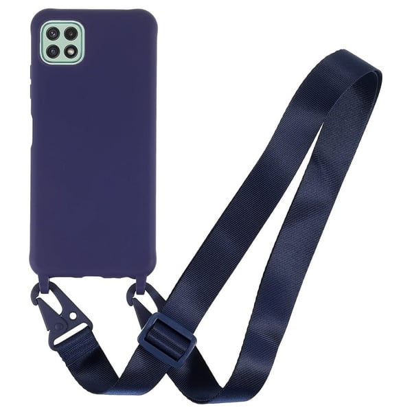 Tyndt TPU-etui med mat finish og justerbar strop til Samsung Galaxy A22 5G - Mørkeblå