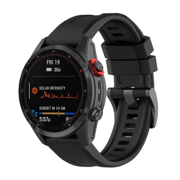20 mm Garmin Fenix 7S / Instinct 2S silikoneurrem med metalspænde - Sort