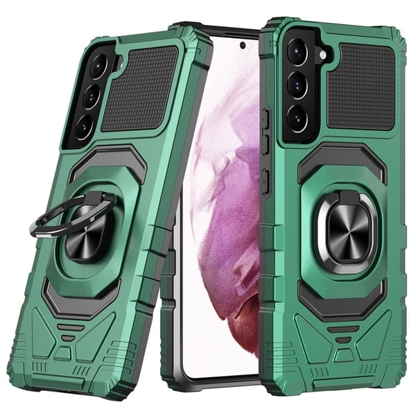 Slitesterkt hardplastdeksel med myk innside og kickstand for Samsung Galaxy S23 Plus - Midnattsgrønn