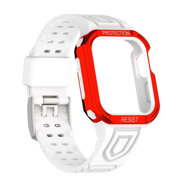 Apple Watch (45 mm) urrem med fargekontrast + beskyttelsesveske - Hvit / Rød
