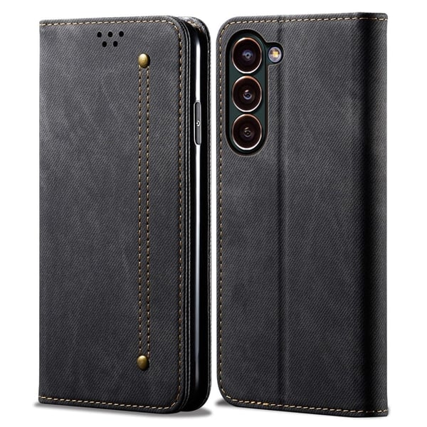 Jeans Samsung Galaxy S23 Plus Flip Etui - Sort Jeans Samsung Galaxy S23 Plus Flip Etui - Sort