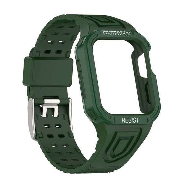 Apple Watch (45 mm) urrem med fargekontrast + beskyttelsesveske - Midnattsgrønn / Grønn