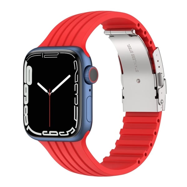 Apple Watch (41 mm) stripe silikonklokkerem med foldelås - Rød