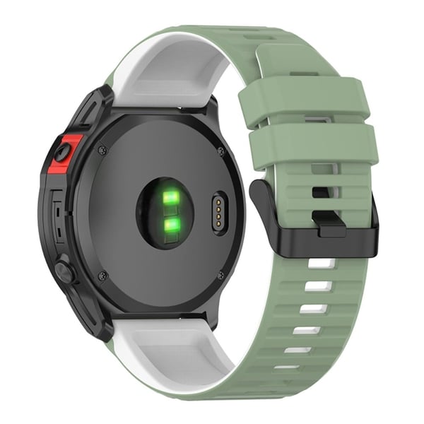 Garmin Fenix 7X klockarmband i silikon med dubbla färger - Grön / Vit