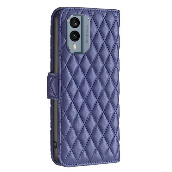 Rombuskuvioinen matta läppäkotelo Nokia X30 - Sininen