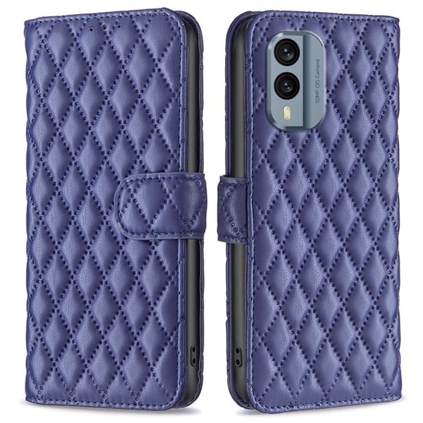 Rombuskuvioinen matta läppäkotelo Nokia X30 - Sininen