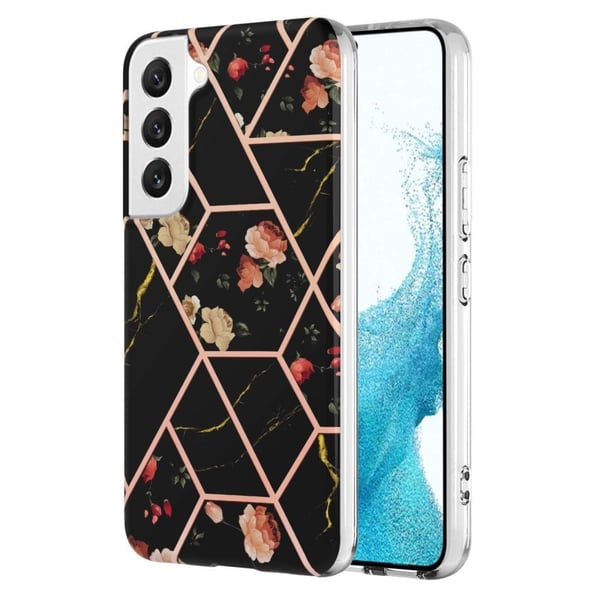 Marble Samsung Galaxy S23 Plus Etui - Sorte Blomster