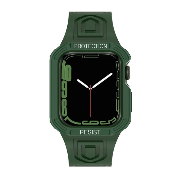 Apple Watch (41 mm) urrem med fargekontrast + beskyttelsesveske - Midnattsgrønn / Grønn
