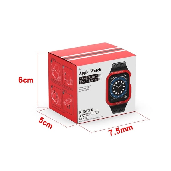 Apple Watch (41 mm) urrem med fargekontrast + beskyttelsesveske - Midnattsgrønn / Grønn