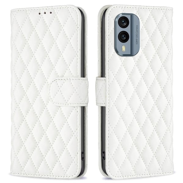 Rhombus mat Nokia X30 flip etui - Hvid