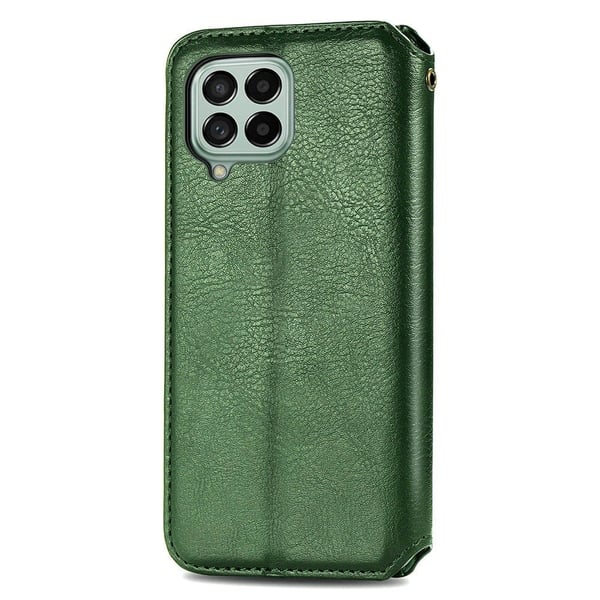 Skinn-etui med stilfult rombeavtrykk for Samsung Galaxy M53 5G - Grønn