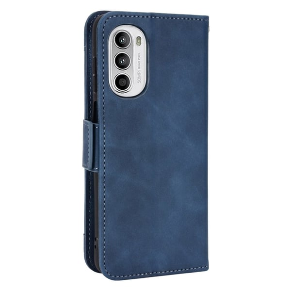 Lommebok-etui i moderne skinn-design Motorola Moto G82 / Motorola Moto G52 - Blå