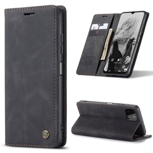 CaseMe Samsung Galaxy A22 5G vintage-etui - Svart