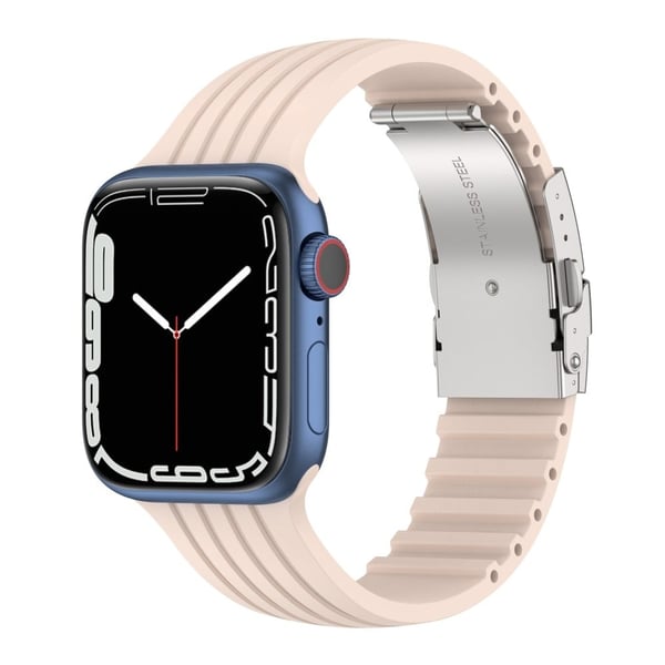 Apple Watch (41 mm) stripe silikonklokkerem med foldelås - Rosa