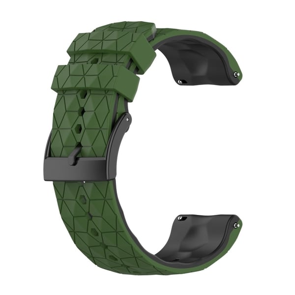 24mm jalkapallon kuvioitu silikoninen ranneke Sunnto-kelloon - Armeijan Vihreä / Musta