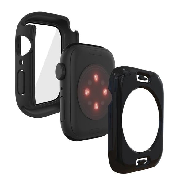 Apple Watch (45 mm) elegant deksel med innebygd herdet glass - Svart