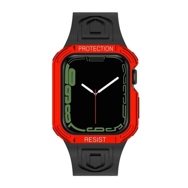 Apple Watch (41 mm) urrem med fargekontrast + beskyttelsesveske - Svart / Rød