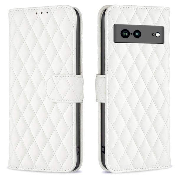 Matt Google Pixel 7a fodral med rombmönster - Vit