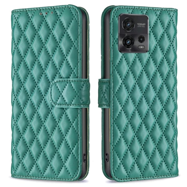 Rombemønster, matt flip-deksel for Motorola Moto G72 - Grønn